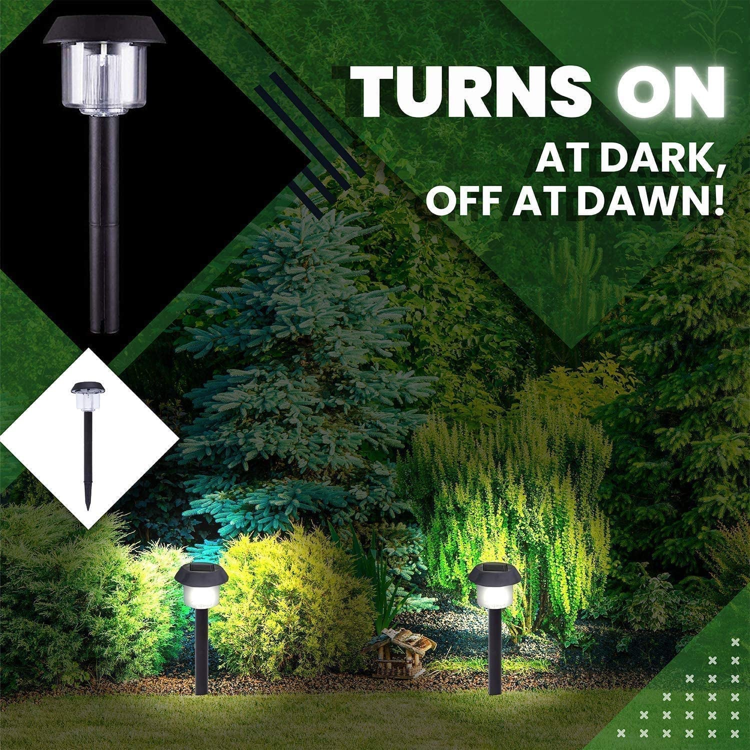 Solar Garden Lights - Auto On/Off Outdoor Bright Solar Pathway Lights - All-Weather/Waterproof Outdoor Solar Lights for Yard, Garden, or Driveway (8-Pack, Black)